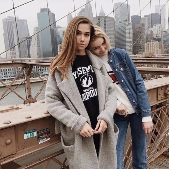 Brandy melville gray wool knit cardi kennedy coat - Picture 4 of 8